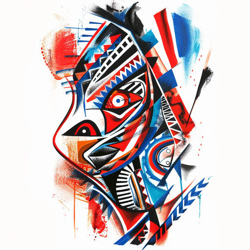 Colorful abstract African tribal tattoo design