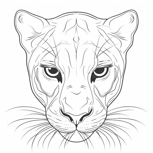 Black panther face with striking eyes and whiskers