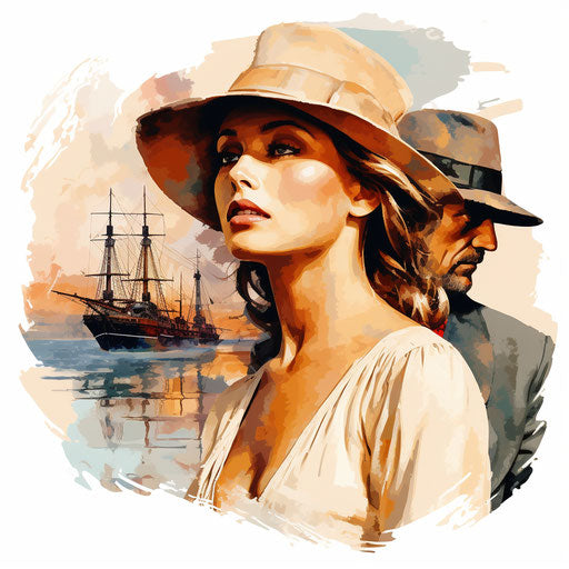 Retro clipart in the style of Oil painting, on a white background