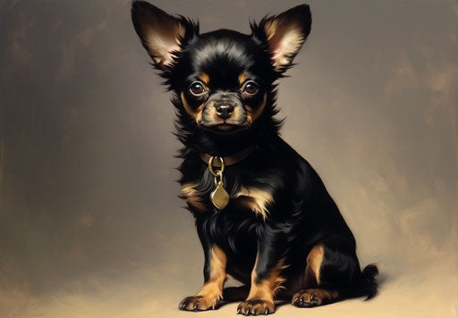 Chihuahua puppy in dark gold and light black style