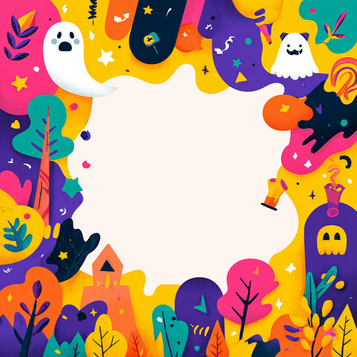 Cheerful Halloween-Themed Illustration with Festive Elements