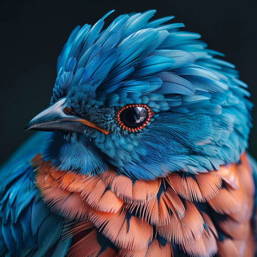 Expressive close-up portrait of a bluebird with detailed feathers