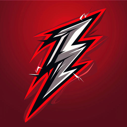 Dynamic logo with a lightning bolt and a red background