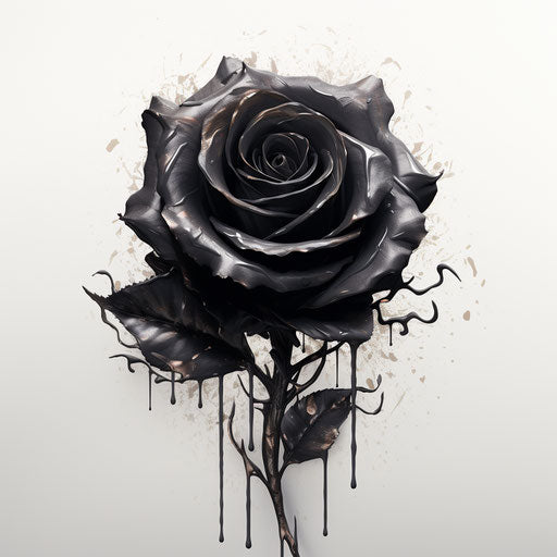 Black rose tattoo design, melancholic tone sketch