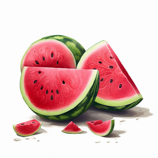 Watermelon clipart in the style of Chiaroscuro Art, on a white background