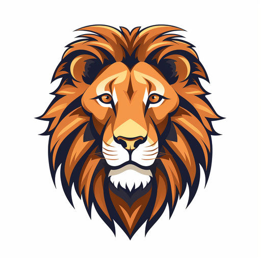 Minimalist lion head illustration on white background