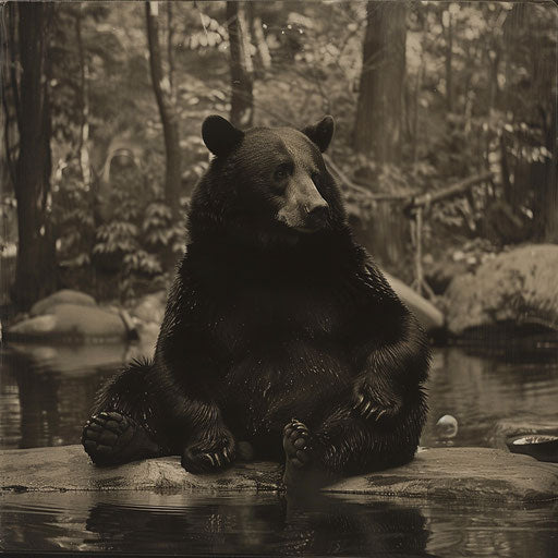 Black bear in a peaceful natural setting, calm and serene
