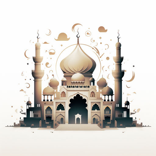 Eid Mubarak clipart in the style of Chiaroscuro Art, on white background