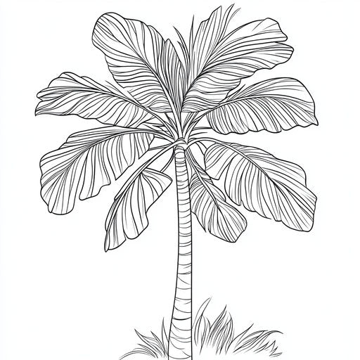 Elegant palm tree with clean lines in the style of Megan Hess, Coloring book page