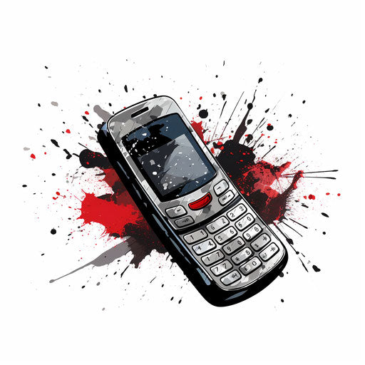 Mobile phone clipart in the style of Chiaroscuro Art, on a white background