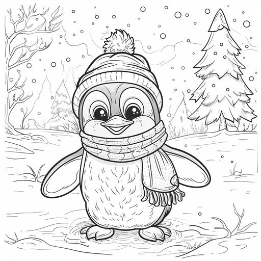 Adorable penguin in snowy scenery