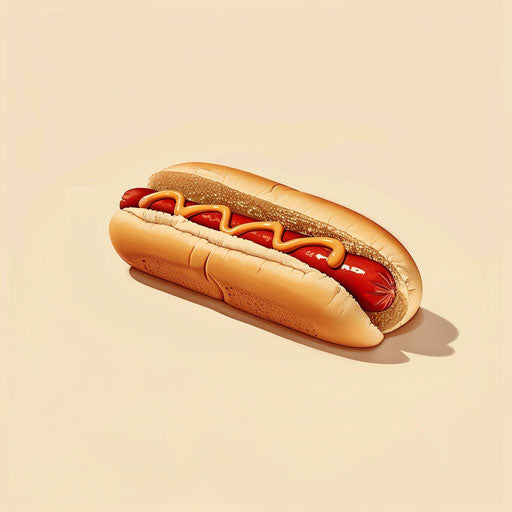 Elegant hot dog on flat cream background