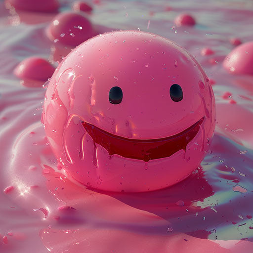 Pink smiling emotion in the middle of the page