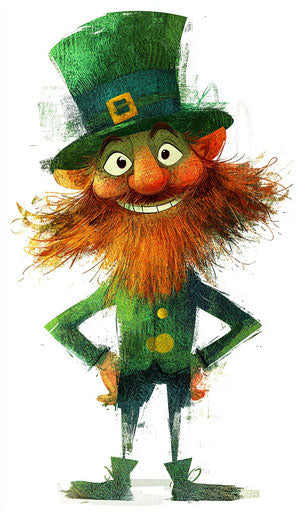 St. Patrick's Day, Leprechaun cartoon character with white background