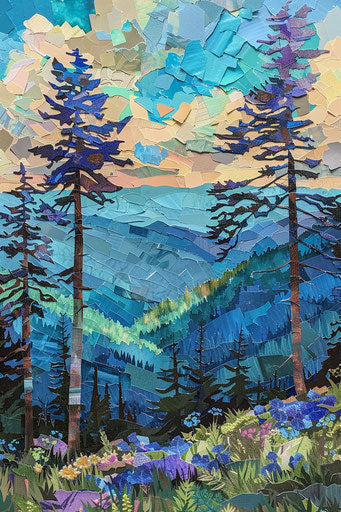 Prismatic hyperreal nature scene in the blue mountains 2:3