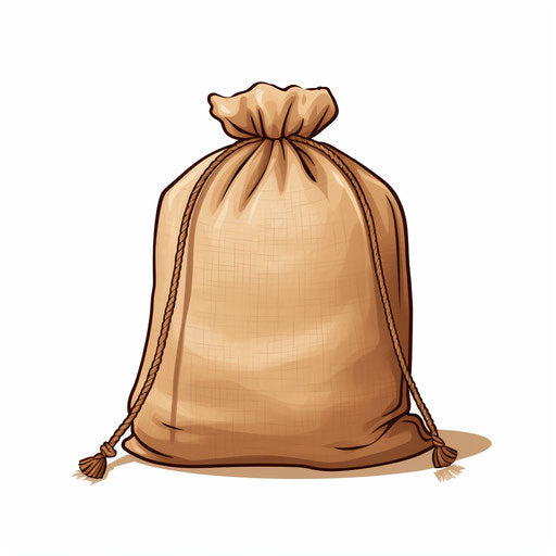 Minimalist style clipart of a sack, on white background