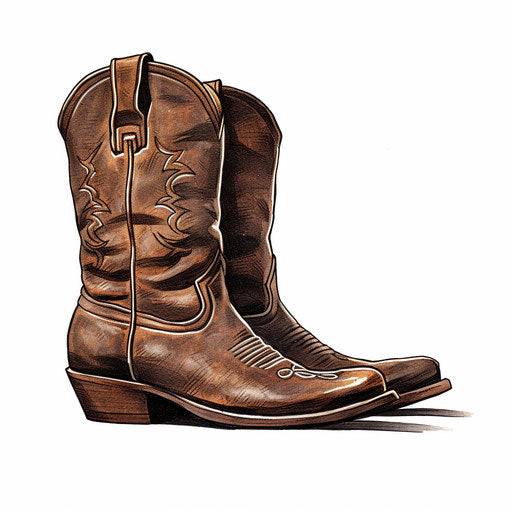 Cowboy boot in Chiaroscuro Art on white background