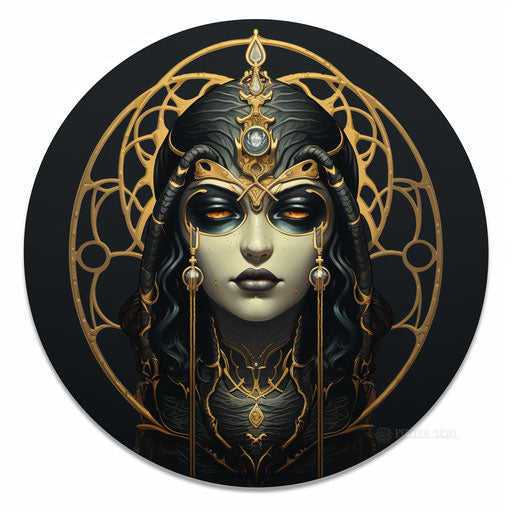 Symbolic offering with snakes and spiders sticker, gothic futurism style