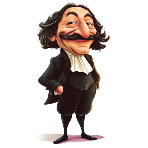Humorous caricature of a René Descartes clipart