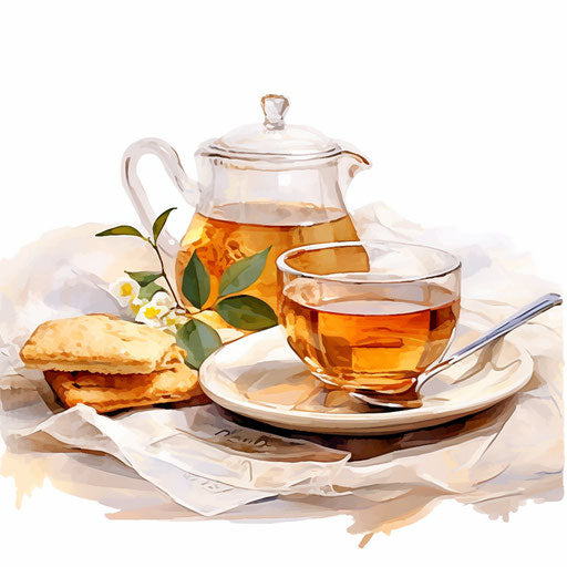 Tea clipart in the style of Impressionistic Art, on a white background