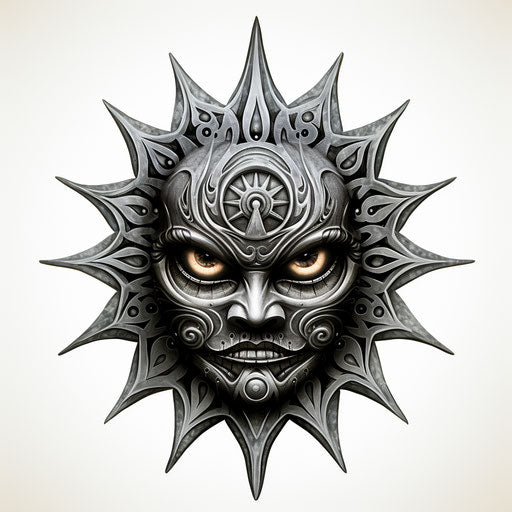 Tribal sun star tattoo for children in Maori art style