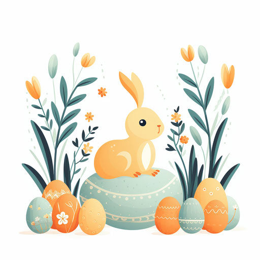 Minimalist Easter Illustration on White Background