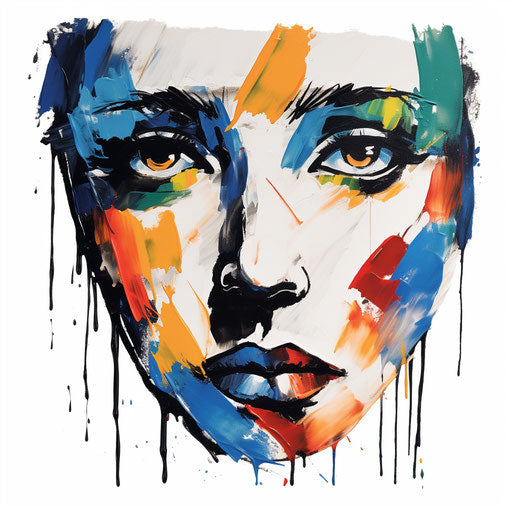 Sad face clipart in the style of Impressionistic Art, on a white background