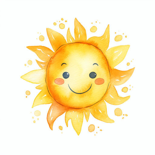 cute sun clipart in the style of Oil painting, on a white background