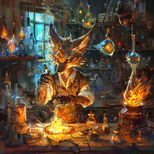 The skilled glassblower coyote creates intricate art pieces