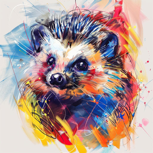 Expressionist tattoo sketch of a hedgehog with vivid colors