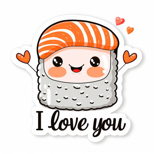 I love you sushi kawaii pink heart