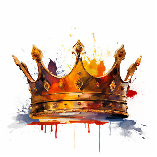 Crown clipart in the style of Oil painting, on a white background