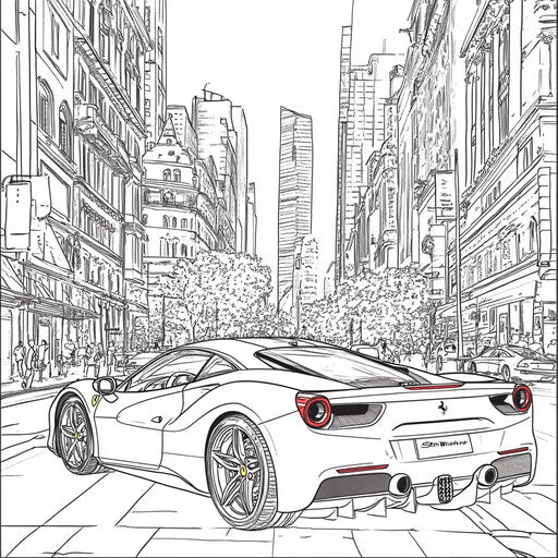 Sports car in a bustling urban setting