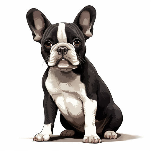 French bulldog in minimalist style on white background