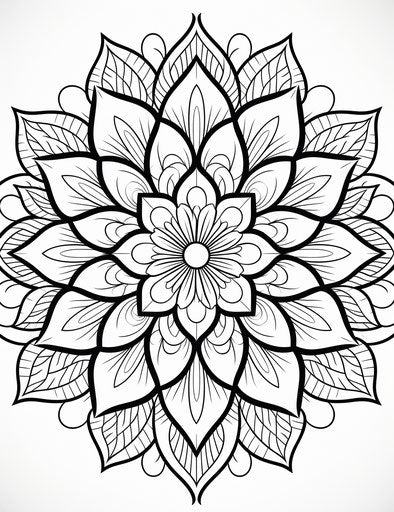 Black and white floral mandala, joyful nature celebration