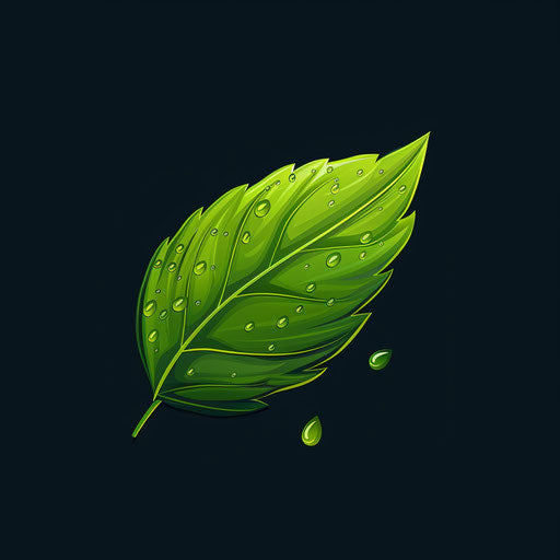 Realistic leaf with dew drops for logo design