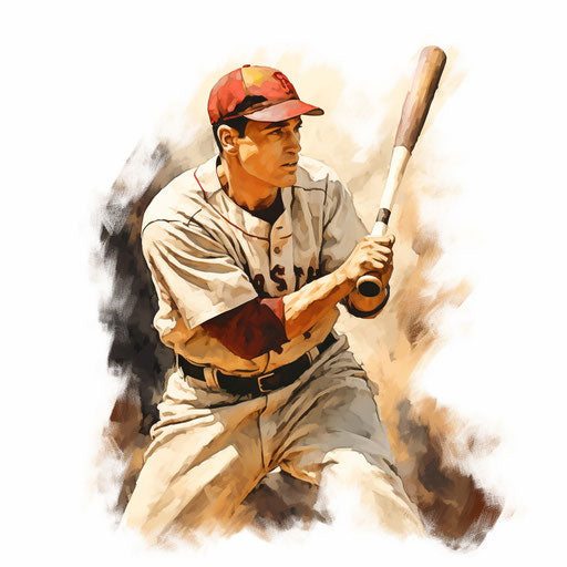 Baseball player in Oil painting style on white background