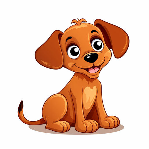 Cartoon dog png in the minimalist style, on white background