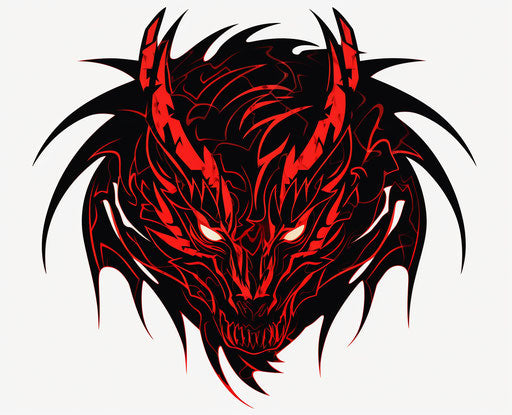 Black & red tribal dragon design with dark fire style