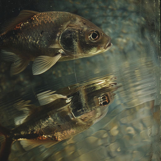 Reflection of a fish in the water, moment of self-awareness