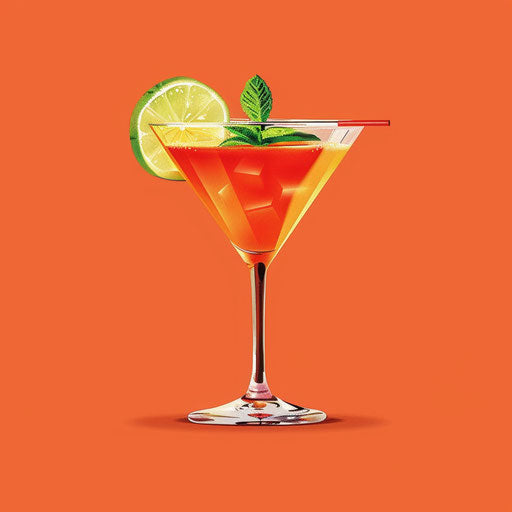 Realistic cocktail clipart on a flat random background