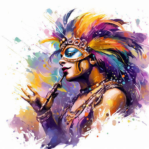 Mardi gras clipart in Impressionistic Art style on white