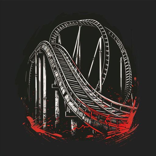 Realistic roller coaster on slate grey background