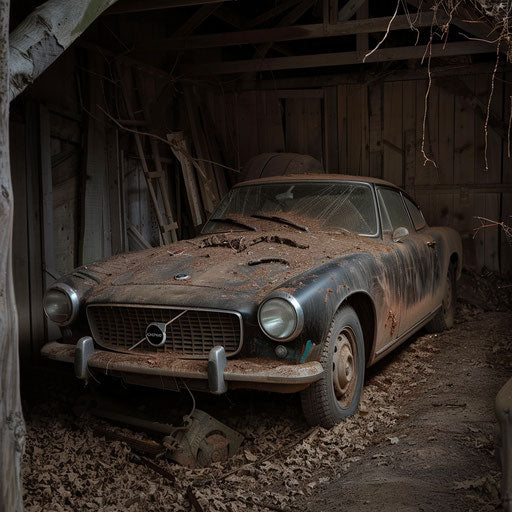 Rustic discovery: dusty 1966 Volvo P1800 with patina
