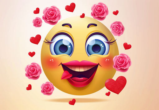 Happy face with heart and kiss