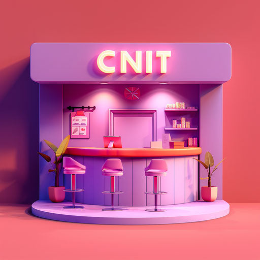 Clinic illustration on vibrant magenta background