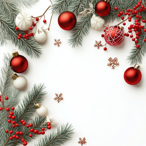 Christmas in 3D with flat white background in realistic style