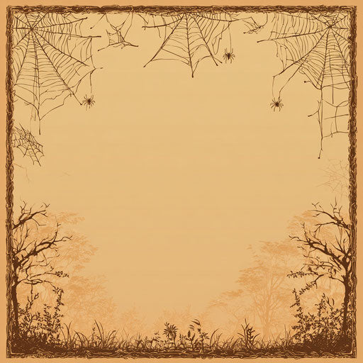 Spooky Spiderwebs in a Warm Beige Frame