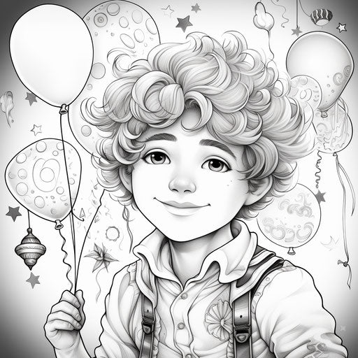 Drawing of a happy birthday boy coloring page for kids