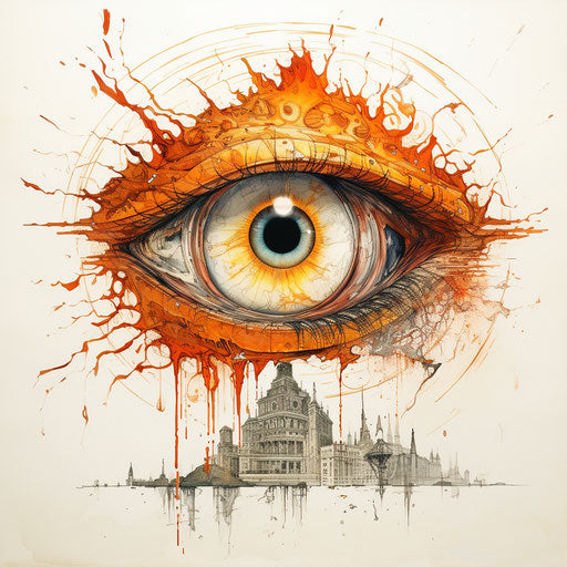 Eye of the beast, theatrical lighting, esoteric iconography